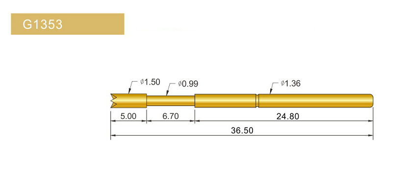 G1353-Q探針、四爪頭探針、1.36mm測試針、總長36.5mm、彈簧針圖片、測試針圖片、頂針圖片、探針圖片