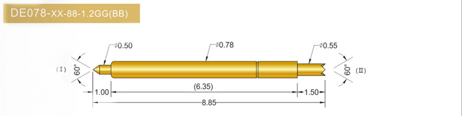 078雙頭探針尺寸、BGA雙頭頂針、雙向可動(dòng)探針、帶彈簧頂針、測試探針